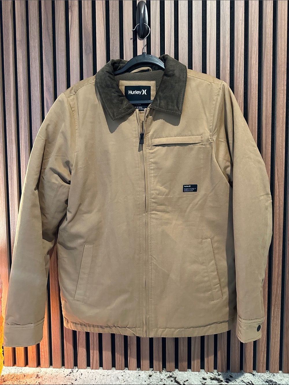 Hurley Men's Brown Field Jacket with Dark Collar
